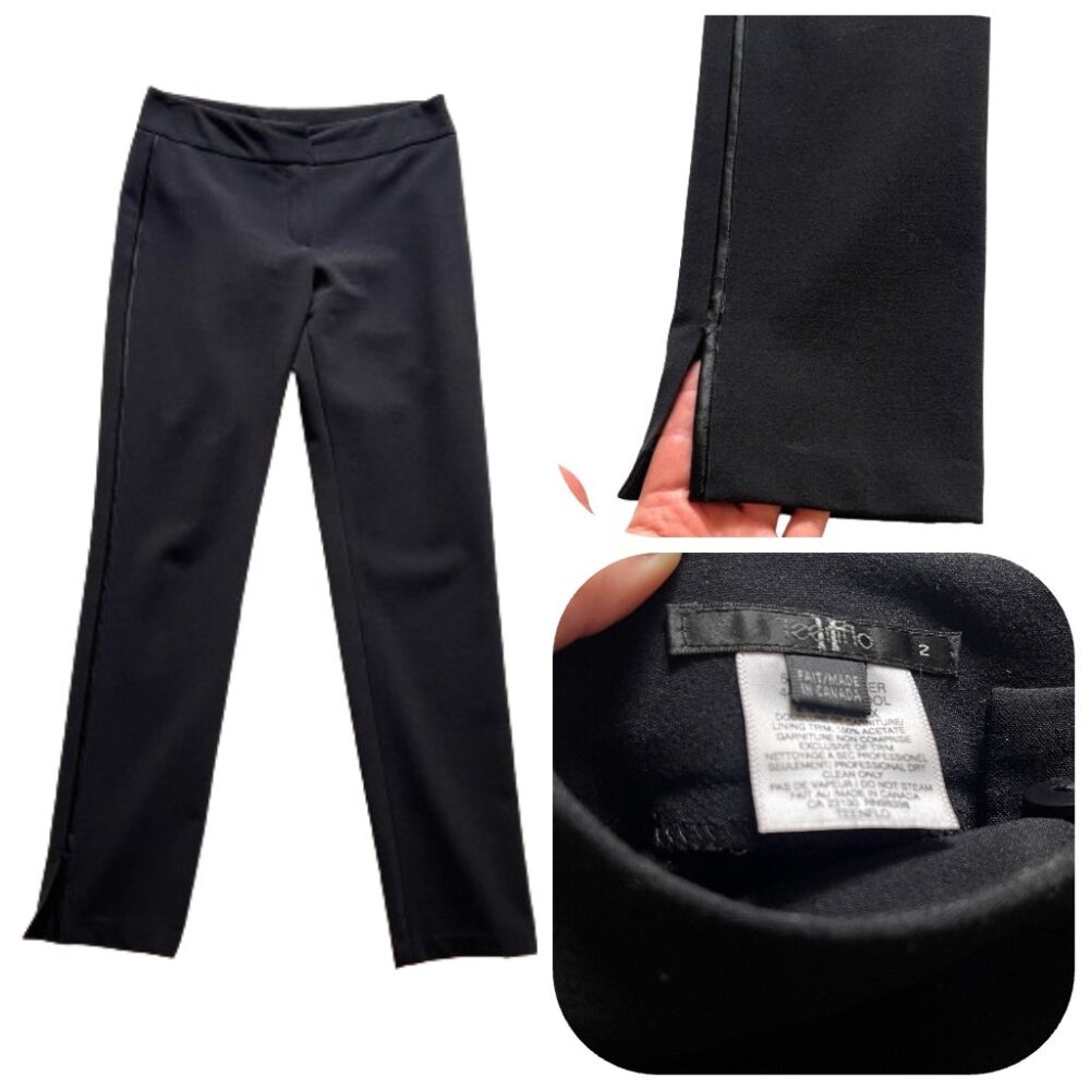 Teenflo Tuxedo stripe ankle wool blend Black pants 2